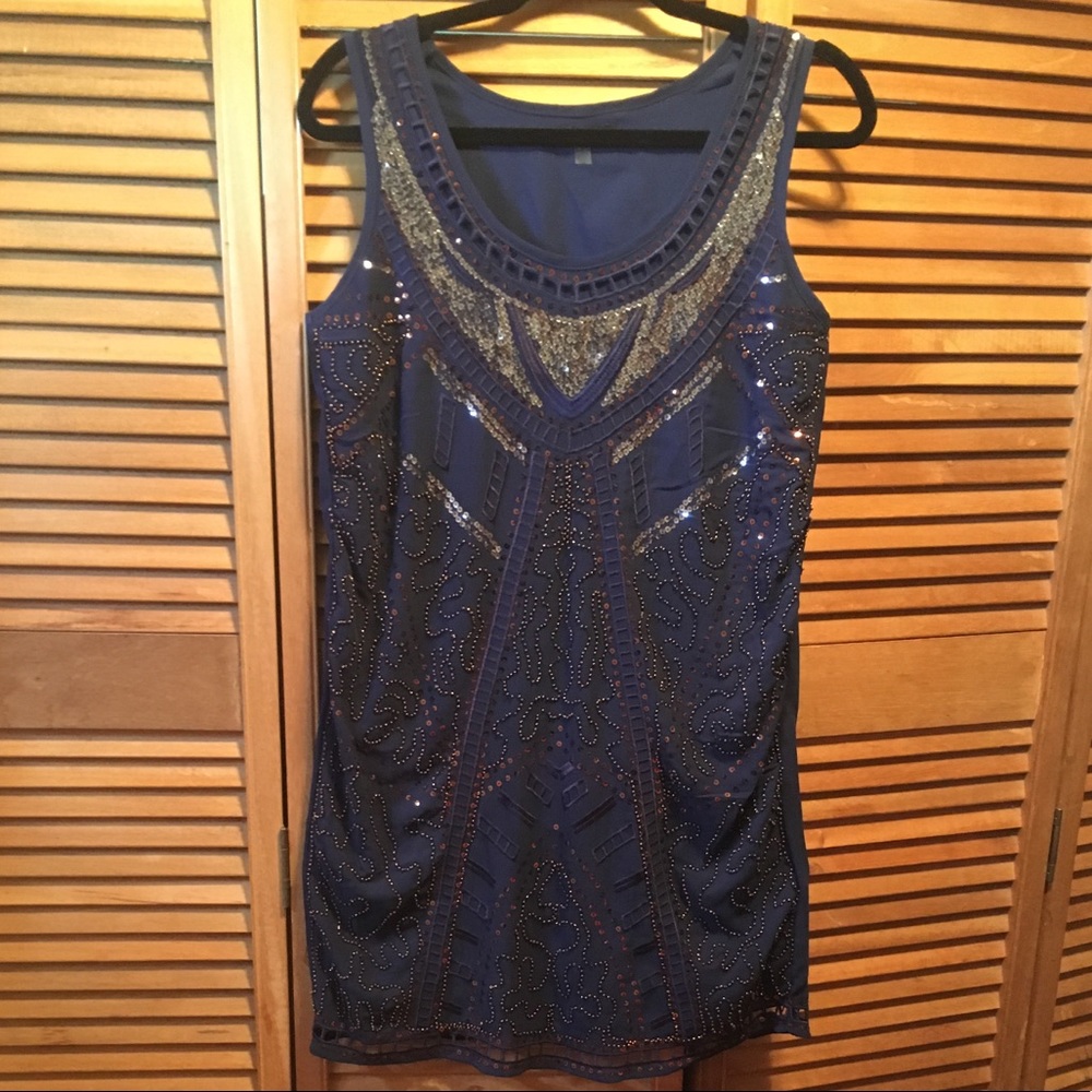 Verty Navy Blue Embellished Dress